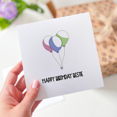 Card For Best Friend Happy Birthday Bestie Card With Balloons For Besties Friends Kids Greeting Cards Happy Birthday Party Gift Card