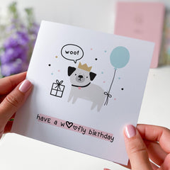 Card For Dog Birthday With A Dog Woof Have A Woofly Birthday Vet Gift Card For Friend Funny Thinking Of You Card For Pet Dog Owner