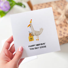 Happy Birthday You Silly Goose Funny Birthday Card Cartoon Animals Cute Birthday Card With Party Hat Novelty Animal Card For Friends