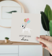 Personalised Happy Birthday Card For Dog Owner With Cute Dog And Balloons For Dog Mum Dog Lover Girlfriend Kid Funny Birthday Animal Card