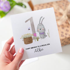 Personalised First Birthday Card With Cute Rabbit Happy 1St Birthday To Special A Son Gift Card 1St For Nephew Niece Grandson Granddaughter