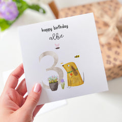 Personalised 3Rd Birthday Card Happy Birthday Gift Card I Am Three Card For Boy Girl Son Nephew Niece Daughter Granddaughter Grandson Third