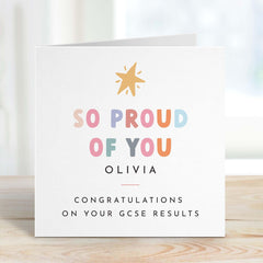 Personalised Gsce Results Congratulations Card With Name So Proud Of You Gift Card For Her Him Well Done Card For Son Daughter Nephew Niece