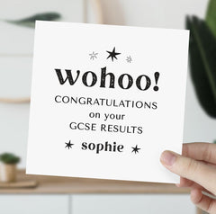 Personalised Gcse Results Congratulations Card Daughter Son Granddaughter Grandson Nephew Niece Wohoo Proud Of You Well Done Gift Card Name