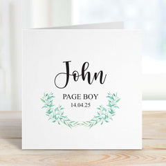 Personalised Page Boy Card Floral Page Boy Card Nephew Wedding Day Card Junior Groomsman Card Flower Boy Thank You Card