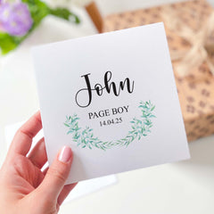 Personalised Page Boy Card Floral Page Boy Card Nephew Wedding Day Card Junior Groomsman Card Flower Boy Thank You Card