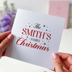 Personalised Christmas Card With Family Name Last Name Gift Card Happy Merry Christmas Xmas Cards Greeting Card Family Christmas