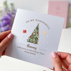 To My Wonderful Nanny Christmas Card With The Sender's Name Cute Xmas Tree Special Gift Card Xmas Cards For Her Gift For Grandma Nana Granny