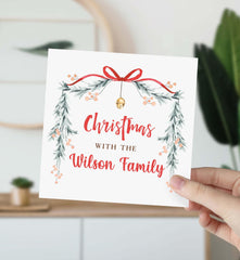 Personalised Family Christmas Card With Last Name Happy Merry Christmas Xmas Cards Greetings Card