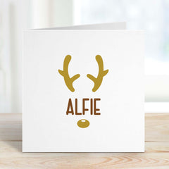 Personalised Christmas Card For Kids Reindeer Gift Card For Boy Girl Cute Xmas Kid Son Daughter Nephew Niece Granddaughter Grandson