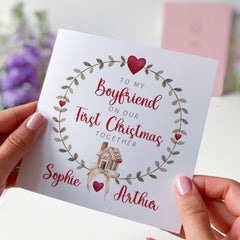 To My Girlfriend On Our First Christmas Together Gift Card With Names 1St Christmas Gift Card Cute Design To Girlfriend