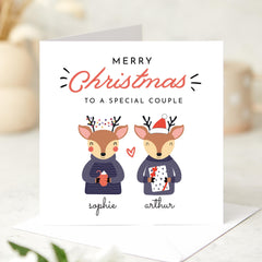 Personalised Christmas Card For A Couple Reindeer Xmas Card For Boyfriend Girlfriend Wife Husband Fiancee Newlywed Married Engaged