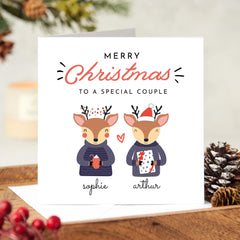 Personalised Christmas Card For A Couple Reindeer Xmas Card For Boyfriend Girlfriend Wife Husband Fiancee Newlywed Married Engaged