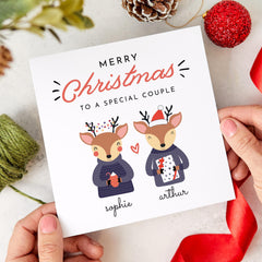 Personalised Christmas Card For A Couple Reindeer Xmas Card For Boyfriend Girlfriend Wife Husband Fiancee Newlywed Married Engaged