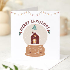 Merry Christmas To The One I Love Card For Couples Boyfriend Girlfriend Wife Husband Fiance Newlywed Engaged Snow Globe Xmas Gift Card