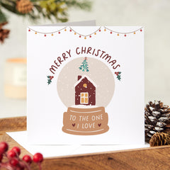 Merry Christmas To The One I Love Card For Couples Boyfriend Girlfriend Wife Husband Fiance Newlywed Engaged Snow Globe Xmas Gift Card