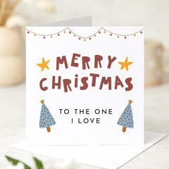 Merry Christmas To The One Love Card Xmas Tree And Stars For Wife Husband Newlywed Married Engaged Couples Boyfriend Girlfriend Gift Card