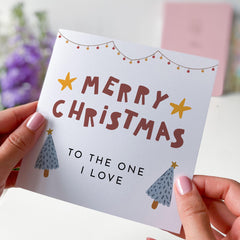 Merry Christmas To The One Love Card Xmas Tree And Stars For Wife Husband Newlywed Married Engaged Couples Boyfriend Girlfriend Gift Card