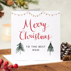 Merry Christmas To The Best Mum Card With Your Name For Mum Christmas Time For New Mum Mummy Simple Xmas Trees Design Xmas Gift Card