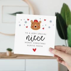 Christmas Card For Niece Merry Christmas Card To A Very Special Niece With Cute Fun And Cheerful Design Auntie Name Xmas Gift Card