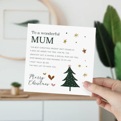 To A Wonderful Mum Christmas Card With Unique Emotional Text For New Mum Mummy Best Christmas Gift Xmas Tree And Stars Design Gift Card