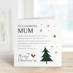 To A Wonderful Mum Christmas Card With Unique Emotional Text For New Mum Mummy Best Christmas Gift Xmas Tree And Stars Design Gift Card