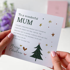 To A Wonderful Mum Christmas Card With Unique Emotional Text For New Mum Mummy Best Christmas Gift Xmas Tree And Stars Design Gift Card