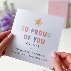 Personalised Gsce Results Congratulations Card With Name So Proud Of You Gift Card For Her Him Well Done Card For Son Daughter Nephew Niece