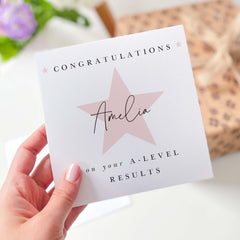 Personalised Congratulations Card With Name And Star On Your A Level Exam Result Card Well Done Card For Her Him Son Daughter Nephew Niece