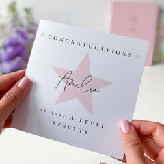 Personalised Congratulations Card With Name And Star On Your A Level Exam Result Card Well Done Card For Her Him Son Daughter Nephew Niece