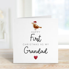 Happy First Christmas As My Grandad Card With A Robin And Santa Hat Happy 1St Xmas For Him Greeting Card To My Grandpa