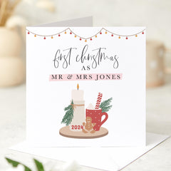 Personalised First Christmas As Mr And Mrs Last Name Card Our 1St Christmas Married Newlywed Xmas Card Newlywed Card For Wife Husband