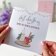 Personalised First Christmas As Mr And Mrs Last Name Card Our 1St Christmas Married Newlywed Xmas Card Newlywed Card For Wife Husband