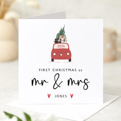 Christmas Card For Wife Husband Newlywed Personalised First Christmas As Mr & Mrs Last Name Card Christmas Truck Our 1St Christmas Married