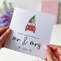 Christmas Card For Wife Husband Newlywed Personalised First Christmas As Mr & Mrs Last Name Card Christmas Truck Our 1St Christmas Married