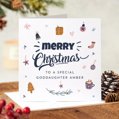 Merry Christmas To A Special Goddaughter Card With Name Xmas Card Christmas Card For Goddaughter First Christmas With Goddaughter