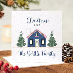 Personalised Christmas Card With Family Name Last Name First Xmas At New Home Gift Card Family Greeting Card Happy Merry Christmas