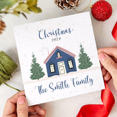 Personalised Christmas Card With Family Name Last Name First Xmas At New Home Gift Card Family Greeting Card Happy Merry Christmas