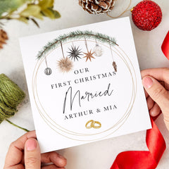 Our First Christmas Married Christmas Card With Couple's Names Xmas Gift Card Happy 1St Newly Married Greeting Card For Wife Husband