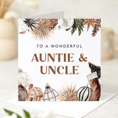 To A Wonderful Auntie And Uncle Christmas Gift Card With Rustic Design Xmas Card As My Auntie And Uncle For Her Him First Christmas As My