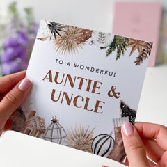 To A Wonderful Auntie And Uncle Christmas Gift Card With Rustic Design Xmas Card As My Auntie And Uncle For Her Him First Christmas As My