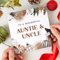 To A Wonderful Auntie And Uncle Christmas Gift Card With Rustic Design Xmas Card As My Auntie And Uncle For Her Him First Christmas As My