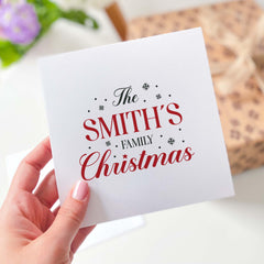 Personalised Christmas Card With Family Name Last Name Gift Card Happy Merry Christmas Xmas Cards Greeting Card Family Christmas