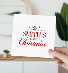 Personalised Christmas Card With Family Name Last Name Gift Card Happy Merry Christmas Xmas Cards Greeting Card Family Christmas