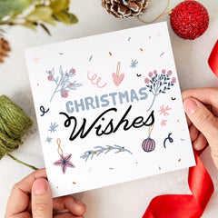 Christmas Wishes Card With Floral Design For Her Him Friend Family Mum Dad Bestie Girlfriend Boyfriend Xmas Gift Card Xmas Wishes Card