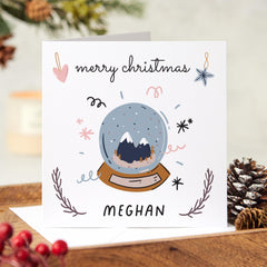 Personalised Merry Christmas Card With Cute Snow Globe Design For Couples Boyfriend Girlfriend Wife Husband Newlywed Engaged Friend Xmas