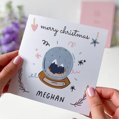 Personalised Merry Christmas Card With Cute Snow Globe Design For Couples Boyfriend Girlfriend Wife Husband Newlywed Engaged Friend Xmas