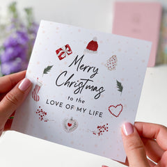 Merry Christmas To The Love Of My Life Card Couples Newlywed Engaged Girlfriend Boyfriend Wife Husband 1St First Xmas Gift Card Romantic