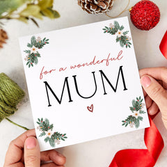 For A Wonderful Mum Mother's Day Gift Card With Cute Floral Design Christmas Card Gift For Mum Mummy Xmas Gift Card Mum's Birthday