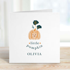 Personalised Little Pumpkin Halloween Card With Name Cute First Halloween Gift Card For Boy Girl Daughter Son Niece Nephew Granddaughter